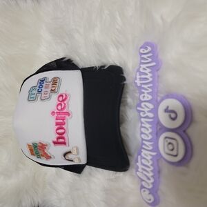 Black and White Trucker Hat with Colorful Patches